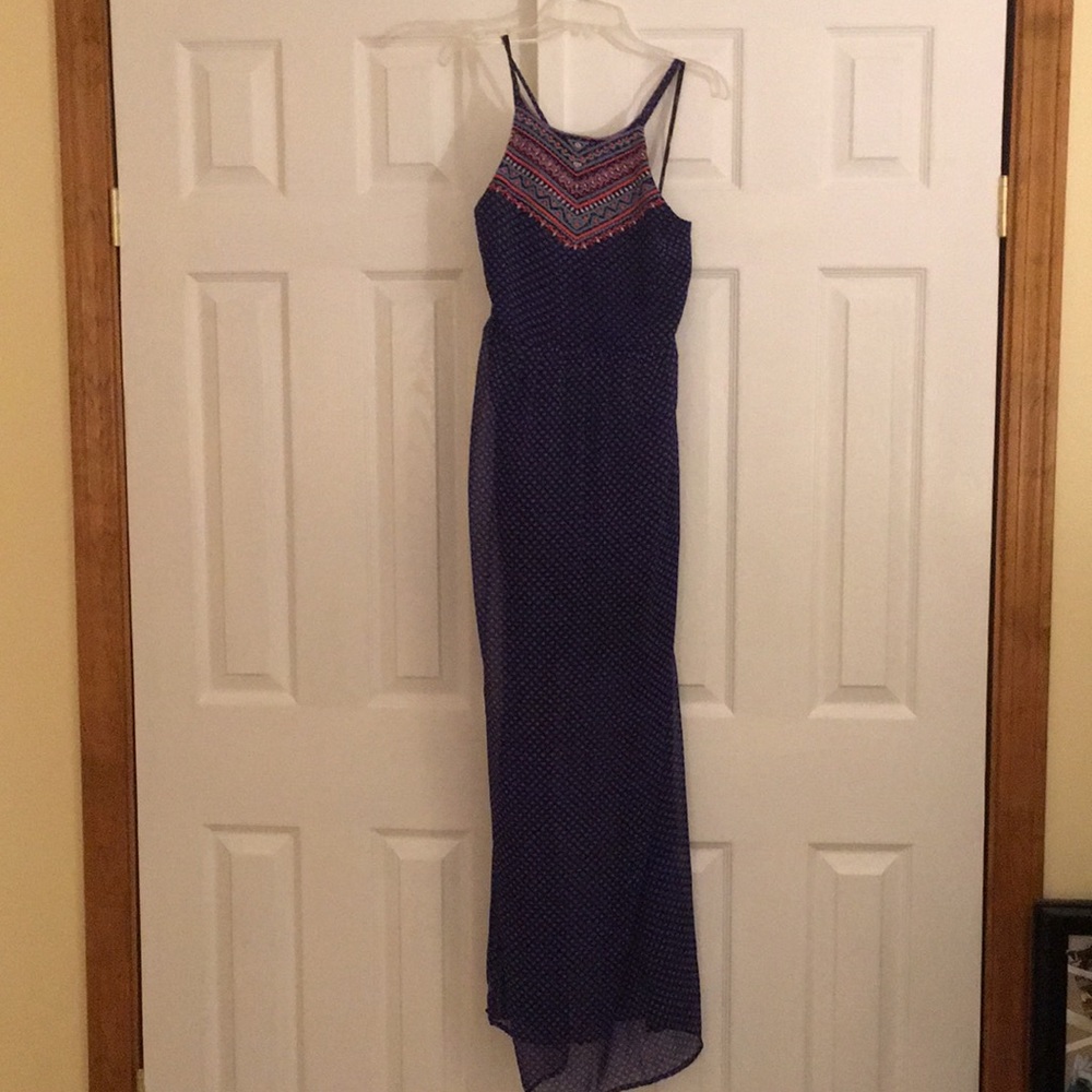 Maxi navy print dress